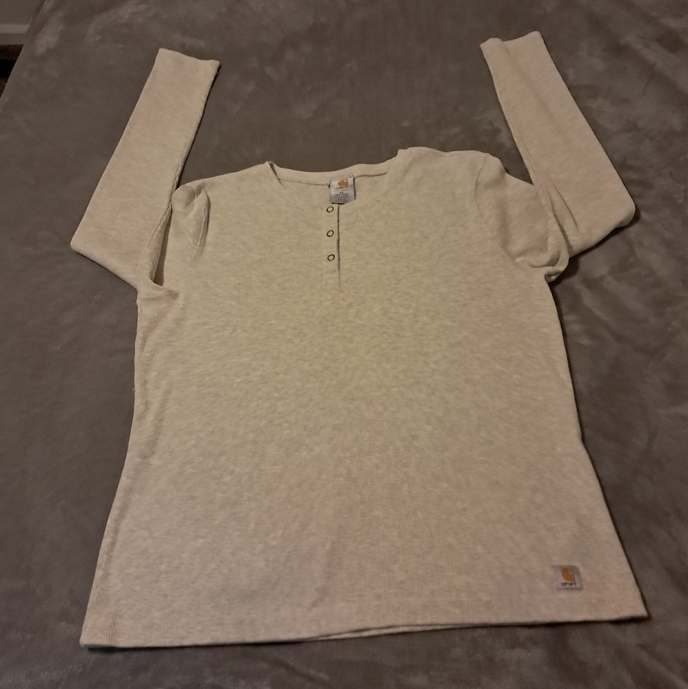 Carhartt Womens Cotton Henley Thermal Long Sleeve Layer Top Sz. XL
